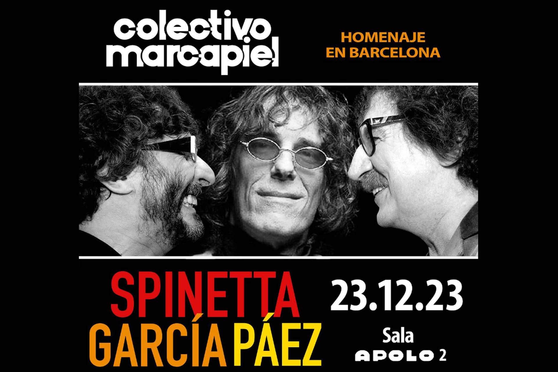 cartel publicitario homenaje a spinetta, garcia y paez